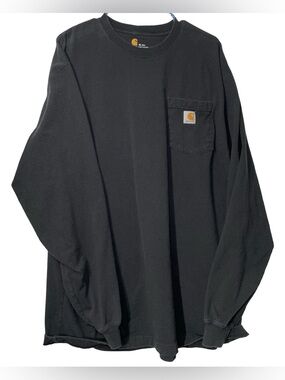 Carhartt K126 Long Sleeve Pocket T-Shirt Black XL Tall Original Fit Heavyweight